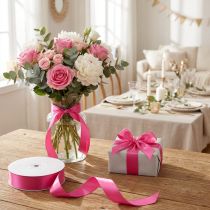 Artikel Taftband 25mm x 50m Pink – Geschenk- und Dekorationsband
