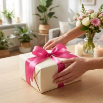 Artikel Polyester Geschenk- und Dekorationsband 10 mm x 50 m Pink für Innenanwendungen