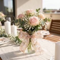 Artikel Organzaband mit Baumwollzweigen, 40 mm x 15 m, Rosa, Dekoband für Floristik und Geschenkverpackung