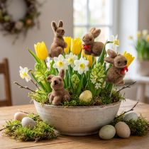 Artikel Osterhasen-Stecker mit Draht 5-7cm Braun Rot 20 Stück für Frühlings- und Osterdekorationen