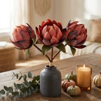 Artikel Deko Protea künstlich Kunstblumen Rotorange 34 cm 3 Stück