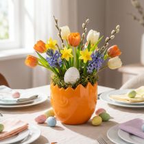 Artikel Keramik-Pflanzgefäss Osterei Weiss 20x18cm für Frühlings- und Osterdeko
