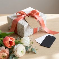 Artikel Geschenk-Anhänger aus Papier 3,5×6 cm, Natur/Weiss/Schwarz, 300 Stück