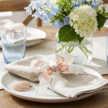 Artikel Dekoband maritim Korallenmuster 25 mm x 18 m Creme Orange Hellblau
