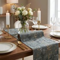 Artikel Tischläufer Polyester Grau mit Bronze- und Silberschimmer 250x20 cm