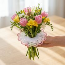 Artikel Batik-Biedermeier-Manschetten aus Papier Ø24cm 25 Stück in Weiss, Rosa, Grün, Lila, Gelb