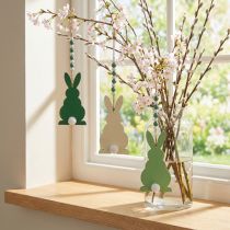 Artikel Holz-Osteranhänger Hasen 3er-Set, 13cm, Grün-Weiss, Frühjahrsdeko