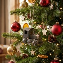 Artikel Christbaumschmuck Lokomotive aus Metall 7,5 cm Messing Schwarz