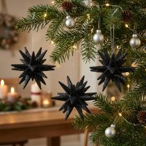 Artikel Weihnachtsdeko-Sterne Schwarz Ø7,5cm 8 Stück aus Kunststoff