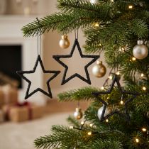 Artikel Weihnachtsstern Anhänger Schwarz Glitter 7,5cm Kunststoff 40 Stück