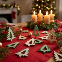 Artikel Streudeko Tannenbaum Holz 4cm Grün-Weiss 72 Stück