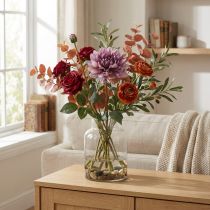 Artikel Kunstblume Dahlie mit Knospe Lila Weiss H57cm