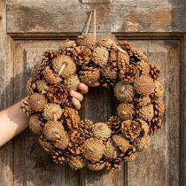 Artikel Zapfenkranz aus Kiefernzapfen Ø35 cm Naturfarben mit Jute zum Aufhängen