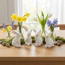 Artikel Keramik Hase weiss-gold 7.5 cm 4er Set - Osterdeko