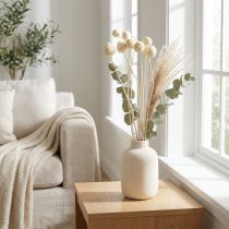 Artikel Trockenblumen Craspedia gebleicht, Trommelstöckchen 60 cm, 10 Stück