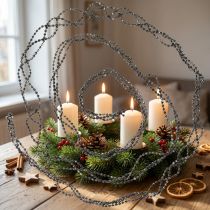 Artikel Weihnachtsdeko Perlengirlande Kunststoff Grau Silber 275cm