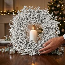 Artikel Weihnachtskranz aus Leinenkraut Weiss Ø34cm – Trockenblumen-Dekoration