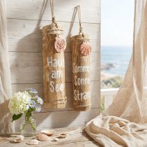 Artikel Treibholz-Wanddekoration mit Muschel und Spruch, 29 cm, 2er-Set