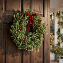 Artikel Weihnachtskranz aus Leinengras, Trockenblumenkranz Grün Ø34cm für Türdekoration