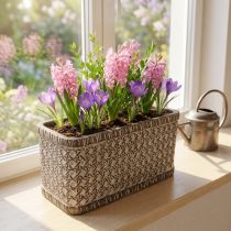 Artikel Keramik Pflanzkasten mit Flechtmuster Braun-Weiss 23×11×11cm