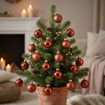 Artikel Mini Weihnachtskugeln aus Glas Rostrot Matt/Glänzend Ø2cm 44 Stück