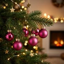 Artikel Mini Weihnachtskugeln aus Glas Pink Ø2,5cm 22 Stück