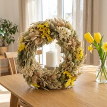 Artikel Trockenblumenkranz 25 cm aus echten Blüten für Innenbereich in Beige und Gelb