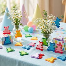 Artikel Filz-Streudeko Bär, bunt sortiert, 3,5 cm x 3,5 cm, 100 Stück