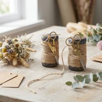 Artikel Juteband Spule mit Holz und Schere Ø5cm H8cm Natur 2 Stück