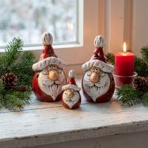 Artikel Niedliche Weihnachtsmann Figuren aus Keramik, Rot-Weiss, 10cm, 4er Set