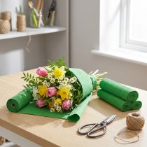 Artikel Floristenkrepp Grün 10cm x 250cm, 128g/m², 2 Rollen, für Blumendekoration