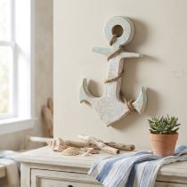 Artikel Anker aus Holz in Hellblau und Weiss 42 x 25 x 3,5 cm