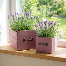 Artikel Pflanzkasten-Set Holz Lila mit Metallgriff, 12,5/16 cm, 2-teilig