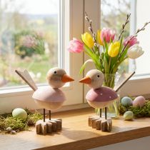 Artikel Holzvogel Dekofigur 15cm Rosa Set 2 Stück für Fensterbank oder Tischdeko