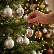 Artikel Weihnachtskugeln Glas Silber Ø4cm Matt/Glänzend 60 Stück