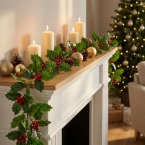 Artikel Weihnachtsgirlande künstliche Stechpalme Ilex 160 cm rot-grün Kunststoff