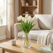 Artikel Künstliche Tulpen Weiss Creme 38cm Real-Touch 7 Stück