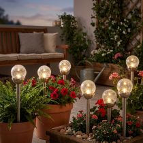 Artikel Solar Gartenstecker LED Kugelleuchten Ø6 cm H36 cm 6er-Set Warmweiss
