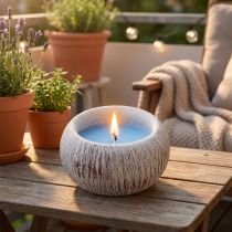 Artikel Citronella-Kerze in Keramikschale Ø14cm H8cm Blau Vintage-Look für Balkon und Garten