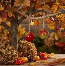 Artikel Herbstdeko Apfel 5cm aus Keramik zum Hängen, 4er-Set