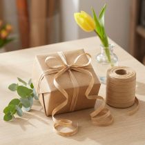 Artikel Kräuselband Baumwolle Beige 10mm x 100m Geschenkband