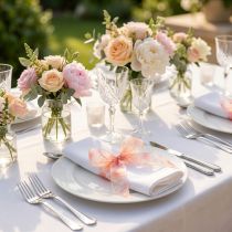 Artikel Organzaband mit Blumenmuster 40mm Apricot 15m – Geschenk- und Dekorationsband