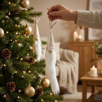 Artikel Wichtel zum Hängen mit Zipfelmütze Creme 48cm Set 3 Stück