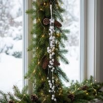 Artikel Schneeballgirlande Kunstschnee 72cm Weiss mit Glitzer