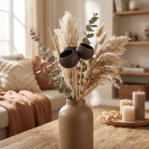 Artikel Trockenblumen Bell Cups am Stiel Schwarz 44cm 3 Stück aus Holz