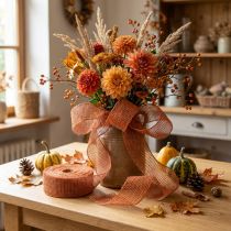 Artikel Juteband Gitterstruktur Terracotta 5 cm x 40 m für Dekoration und Floristik