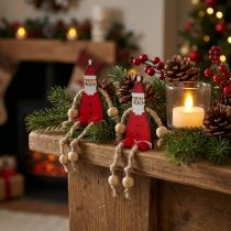 Artikel Weihnachtsmann-Figuren aus Holz sitzend 6,5cm Rot 12 Stück
