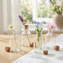 Artikel Glasflaschen-Vasen mit Korkverschluss H10,5 cm - Set mit 8 Stück