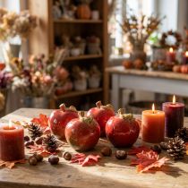 Artikel Deko-Keramik-Äpfel Rot-Grün H7,5cm, 4er-Set, Herbst Tischdekoration
