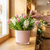 Artikel Blumentopf Glas Rosa Ø14,5cm H12,5cm